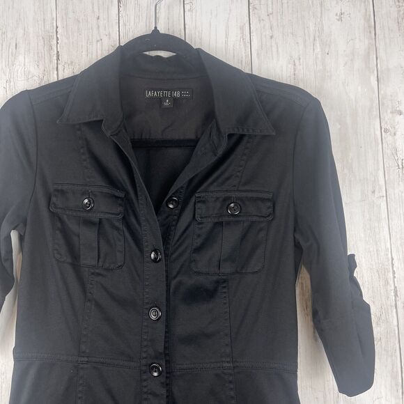 Lafayette 148 New York Dress Size 0 Button Up Short Sleeve Casual Utility Work - Picture 2 of 13